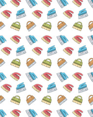 doodle seamless pattern of brushes. cute cartoon items. Vector illustration