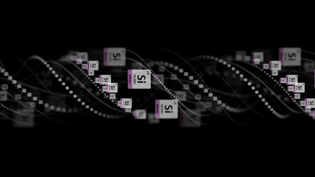SILICON Molecule Symbol, Chemistry Periodic Table, Animation, Background, Rendering, Loop
