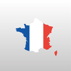 France national flag in country map silhouette