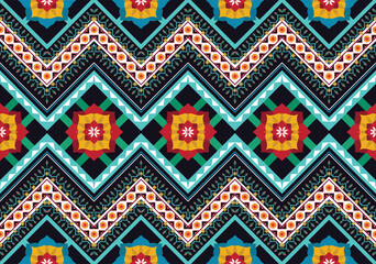 Ethnic abstract geometric flower pattern Design for background, carpet, clothing, wrapping, fabric, cover, textile