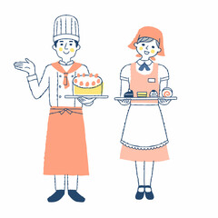 洋菓子店のパティシエとウェイトレス