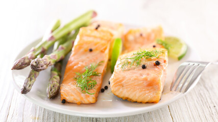 grilled salmon fillet and asparagus