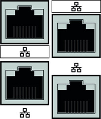 Ethernet port icon, rj45 network socket, 8p8c network socket.