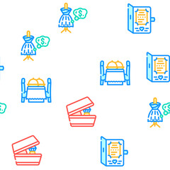 Wedding Day Accessory Vector Seamless Pattern Color Line Illustration