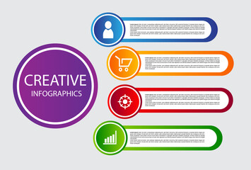 infographic template design with colorful for presentation. design 4 part presentation.