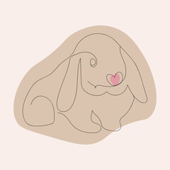 Minimalistic rabbit vector illustration. Rabbit in scandinavian style.Chinese new year 2023 of the rabbit
