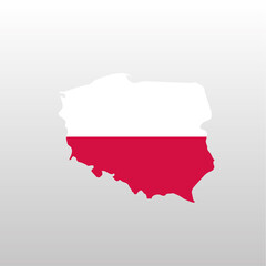 Naklejka premium Poland national flag in country map silhouette