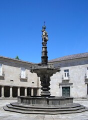 Fototapeta na wymiar Castles Fountain (Chafariz dos Castelos) at Paco Square (Largo do Paco) in Braga - Portugal