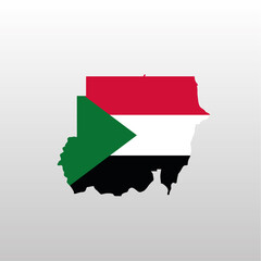 Sudan national flag in country map silhouette
