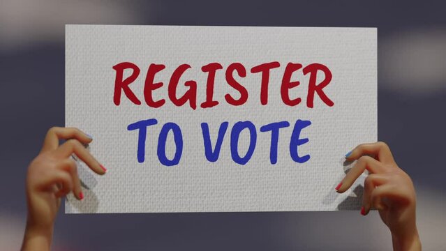 CGI hand showing card, Register to vote