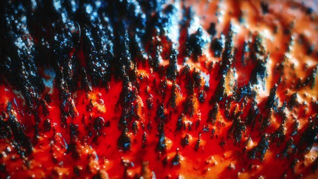 Macro Shot of Colored Magnetic Liquid and Particles Close-up