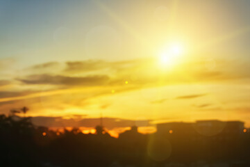 Relaxing outdoors vacation landscape concept: Abstract blurred sunlight beach colorful blurred bokeh background.