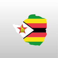 Zimbabwe national flag in country map silhouette - obrazy, fototapety, plakaty