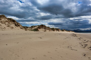 Fototapeta na wymiar Sand Dunes on Traeth Llanddwyn Beach near Maes Parcio Ynys Llanddwyn Anglesey Wales