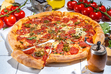 Traditional Italian peperoni pizza
