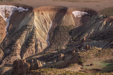 eroded rock formations, descent to the Arous gorge, M Goun trek, Atlas mountain range, morocco,...