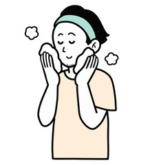 洗顔をする男性のイラスト素材