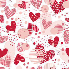 Seamless pattern with red hearts vector illustration