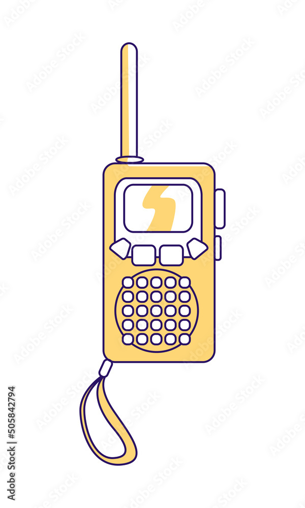 Poster portable radio transmitter semi flat color vector element. full sized object on white. wireless comm