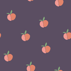 Peach pattern, seamless texture. Hand drawn seamless pattern with absctract apricot fruit