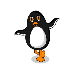 Cute happy penguin cartoon icon illustration