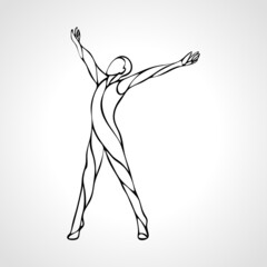 Happy Life Logo Arm raised man outline abstract silhouette illustration