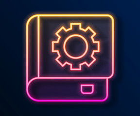 Glowing neon line User manual icon isolated on black background. User guide book. Instruction sign. Read before use. Vector