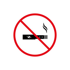 No Vape Black Silhouette Ban Icon. Forbidden Electronic Cigarette Warning Pictogram. Stop Smoking Red Notice Symbol. Non Vaping Addiction Caution Sign. Vape Prohibited. Isolated Vector Illustration