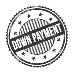 DOWN PAYMENT text written on black grungy round stamp.