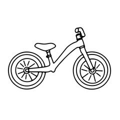 Child balance bike. Contour doodle vector illustration