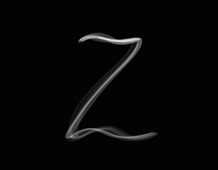 realistic smoke shape with capital alphabet zeta spreading on dark background