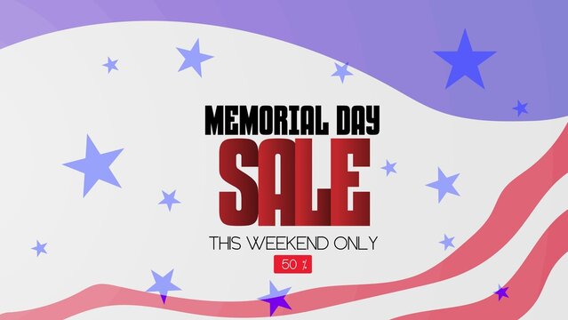 Memorial day  may 30th with US flag. Sale poster, banner and template design Vector illustration.