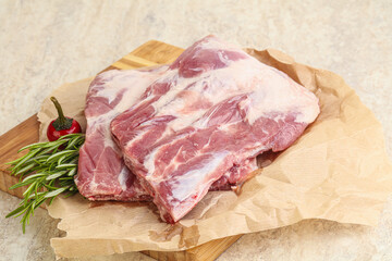 Raw pork ribs for cooking