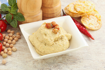Natural organic chickpea hummus with olive oil