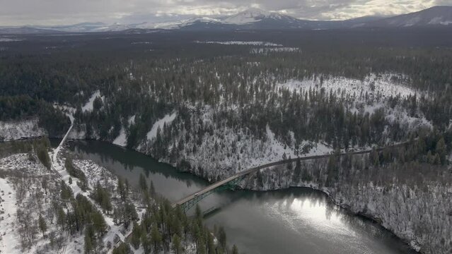Car crossing a bridge near Yellowstone National Park.