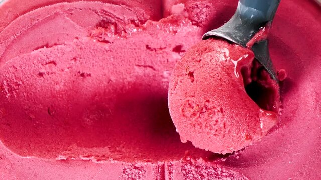 berry fruit ice cream and spoon