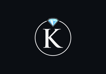 Diamond jewellery logo design vector with the letter K