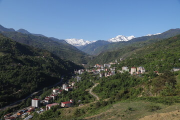 Fototapeta na wymiar general view of Murgul district of artvin. Turkey