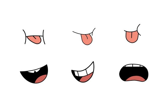 cartoon mouth with tongue set  symbol icon design. Beautiful illustration isolated on white background