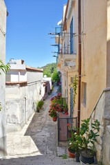 Fototapeta na wymiar A narrow street of Modica, an old town of Sicily region, Italy.