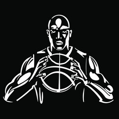 vector sketch of the basketball player