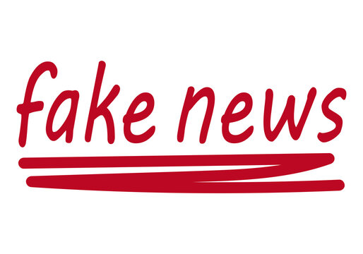 Texto de noticias falsas en trazo rojo sobre fondo blanco.