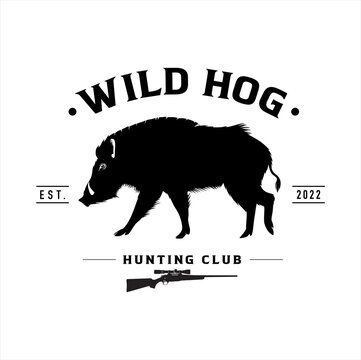 Wild hog hunting club logo, company logo design idea, vector illustration