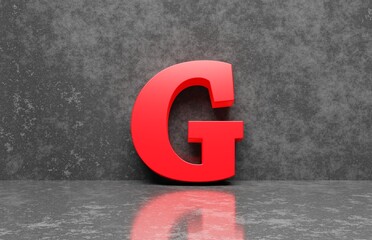 Red letter G on concrete wall an floor background series 3D render - 505870753