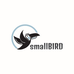 small bird logo, silhouette of cute bird flying vector illustrations