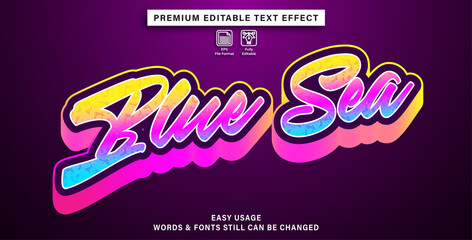 blue sea editable text effect