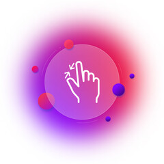 Increase line icon. Hand gesture, page flip, click, press, touchpad, sensor. Touch concept. Glassmorphism style. Vector line icon for Business and Advertising