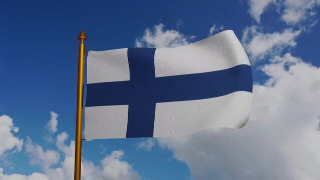 National flag of Finland waving 3D Render