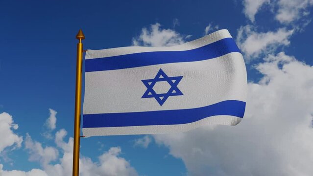 National flag of Israel waving 3D Render