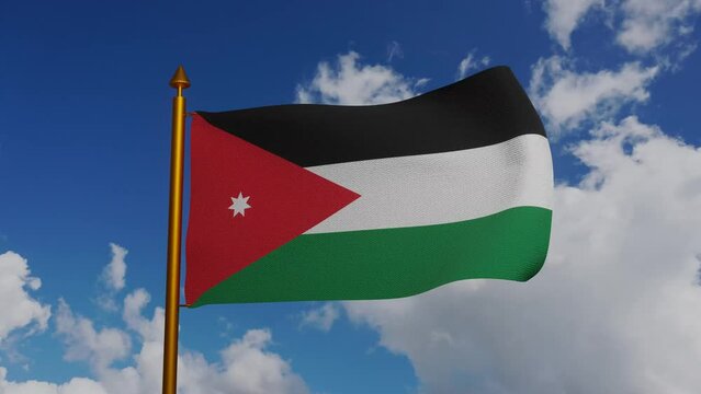 National flag of Jordan waving 3D Render